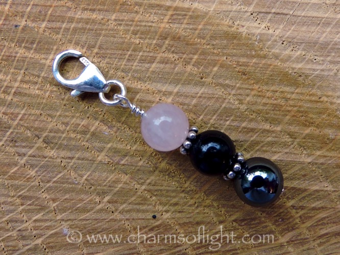 Rose Quartz, Black Tourmaline & Hematite Charm